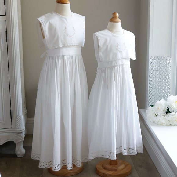 Strasburg Dress White Cotton Sleeveless Ecru Embroidery Beach Portrait LIKE NEW - Picture 4 of 7